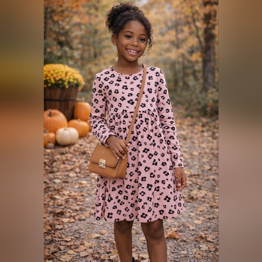 Free Style Girls Pink Leopard Print Dress, size 10